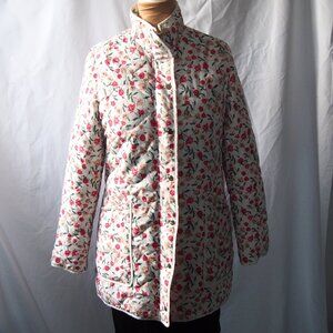 Draper James Floral Quilted Puffer Un-Belted Full Zip Coat Size S -project as is